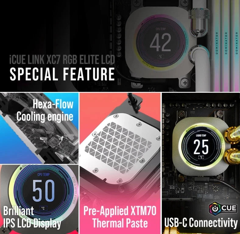 CORSAIR iCUE XC7 RGB ELITE LCD CPU Water Block Hydro Series Custom